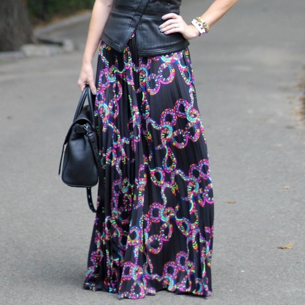 Mara Hoffman Snake Print Maxi Skirt Long Designer Boutique Rare Pleated Pattern